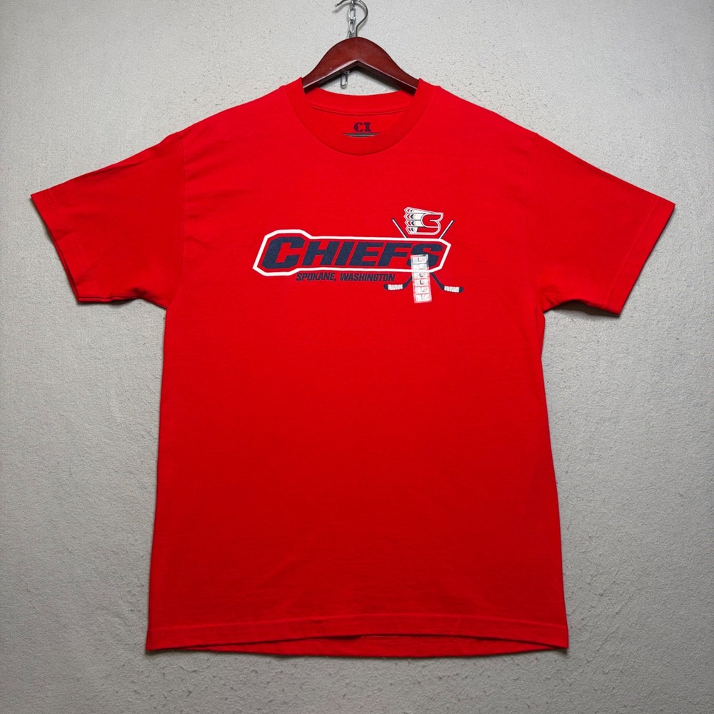 CI Sport Spokane Chiefs T-Shirt Mens L Red Hockey Graphic Tee Washington WHL
